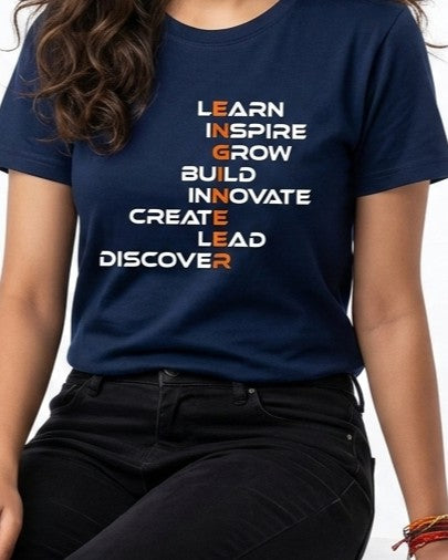 19 Learn Inspire Grow Build | Men and Women Engineering | Printed T Shirt