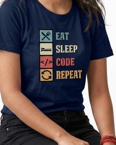 05 Eat Sleep Code Repeat | Men and women Engineering | Printed T shirt