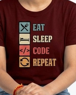 05 Eat Sleep Code Repeat | Men and women Engineering | Printed T shirt