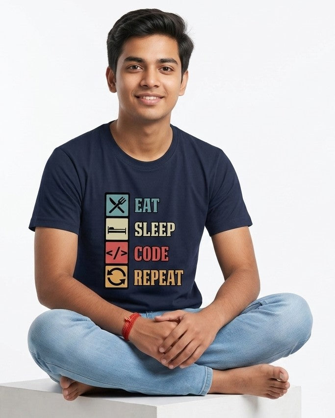 05 Eat Sleep Code Repeat | Men and women Engineering | Printed T shirt