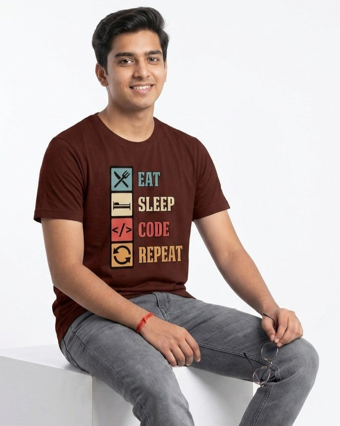 05 Eat Sleep Code Repeat | Men and women Engineering | Printed T shirt