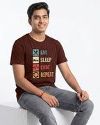 05 Eat Sleep Code Repeat | Men and women Engineering | Printed T shirt