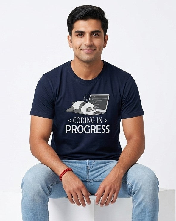 02 Coding in Progress | Men and women Engineering | Printed T shirt