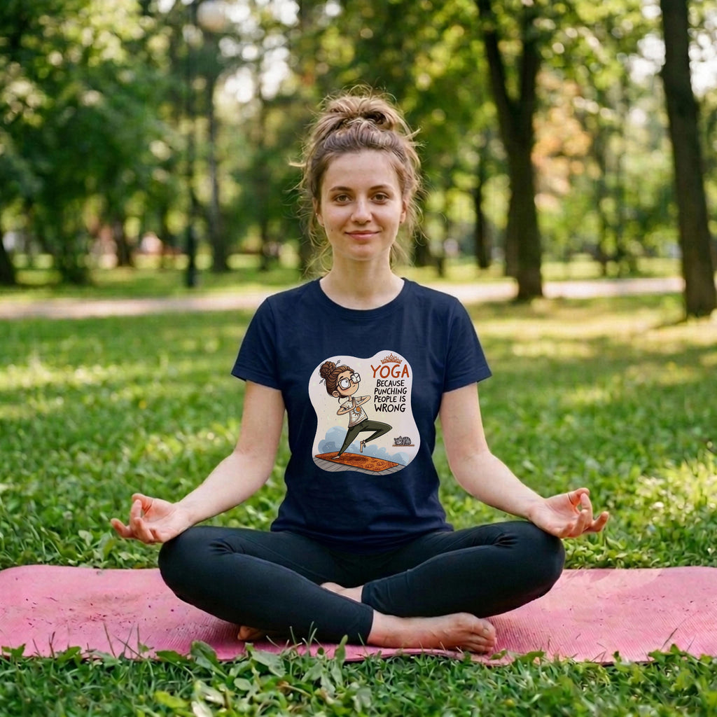 12 Punching People Is Wrong | Yoga Printed T Shirt