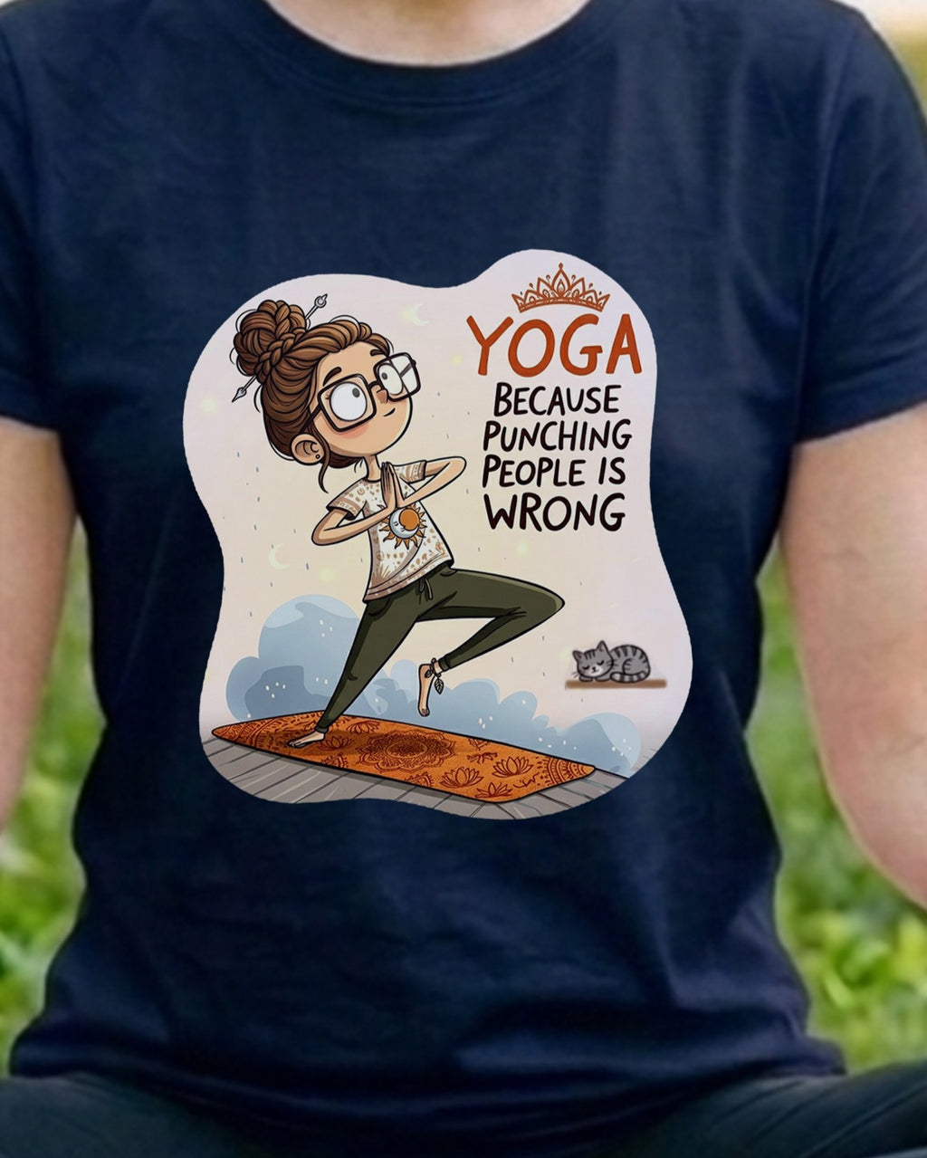 12 Punching People Is Wrong | Yoga Printed T Shirt