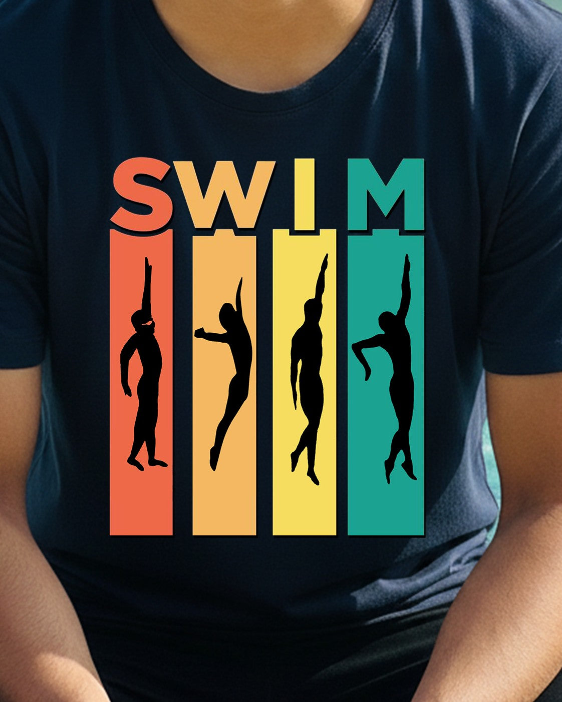 15 SWIM Vertical lines | Swimming Printed T Shirt