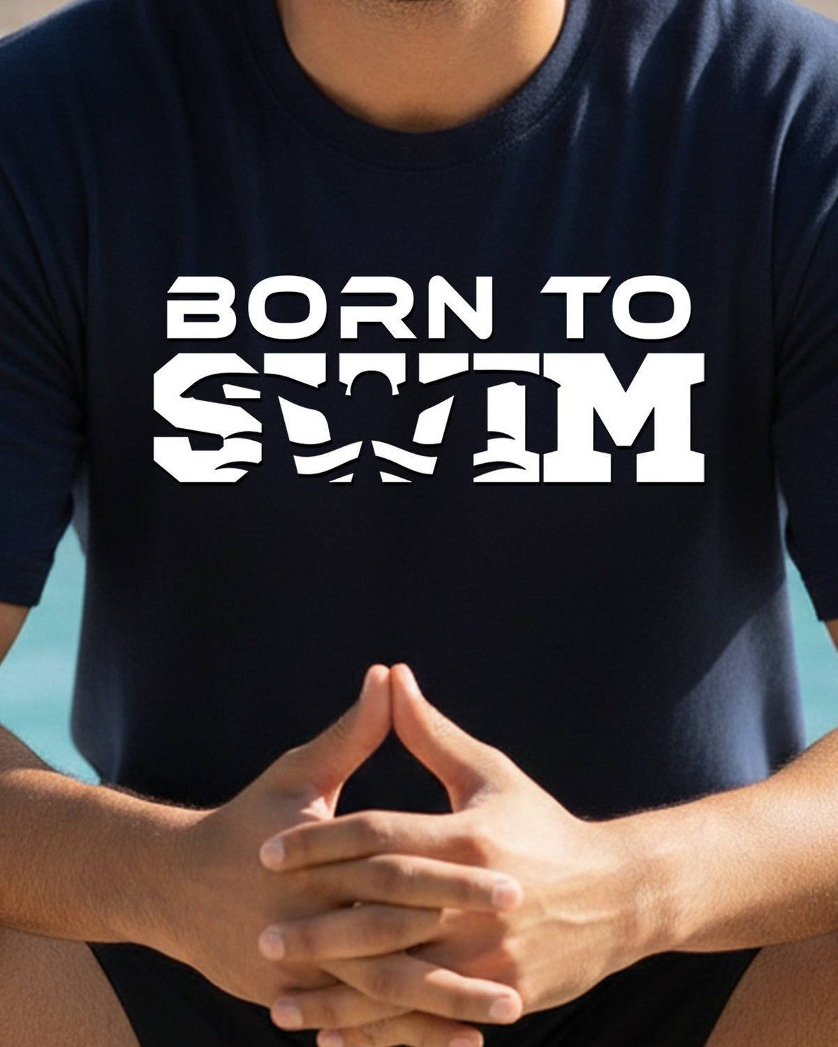 02 Born To Swim | Text | Swimming Printed T Shirt