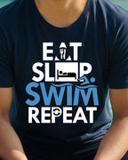 03 Eat Sleep Swim Repeat | Swimming Printed T Shirt