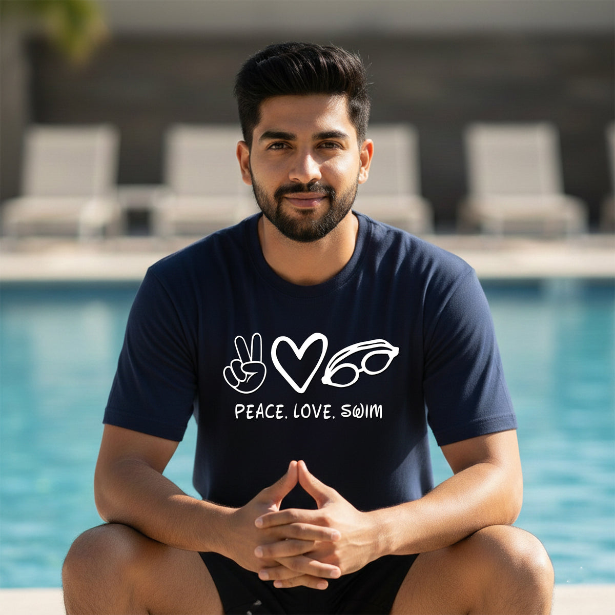 11 Peace Love Swim | Swimming Printed T Shirt