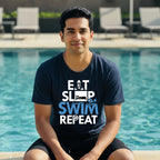03 Eat Sleep Swim Repeat | Swimming Printed T Shirt