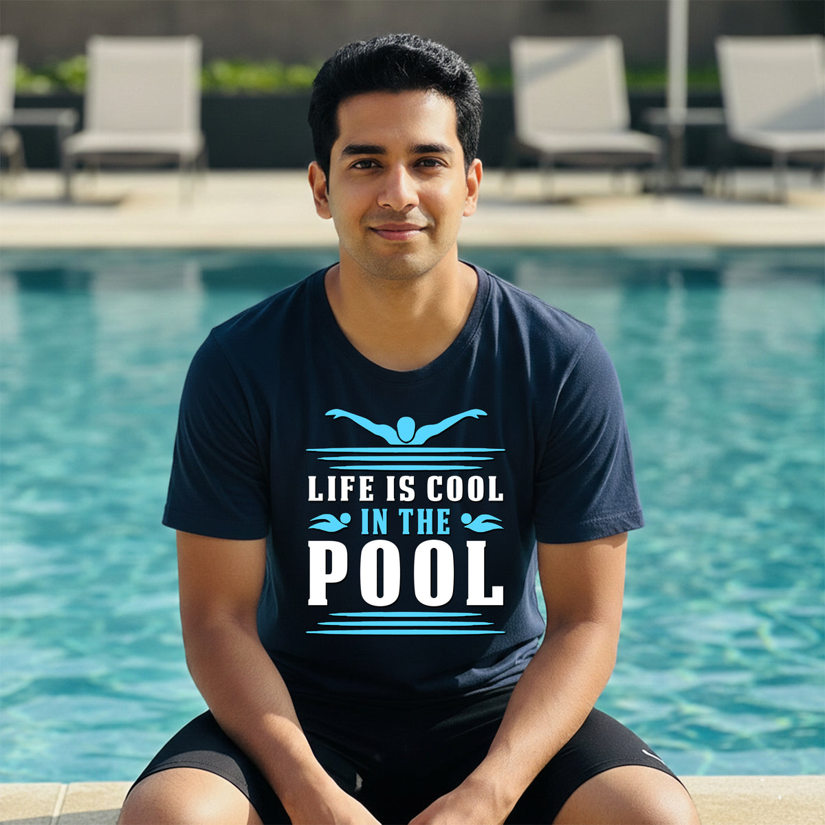 08 Life Is Cool In The Pool | Swimming Printed T Shirt