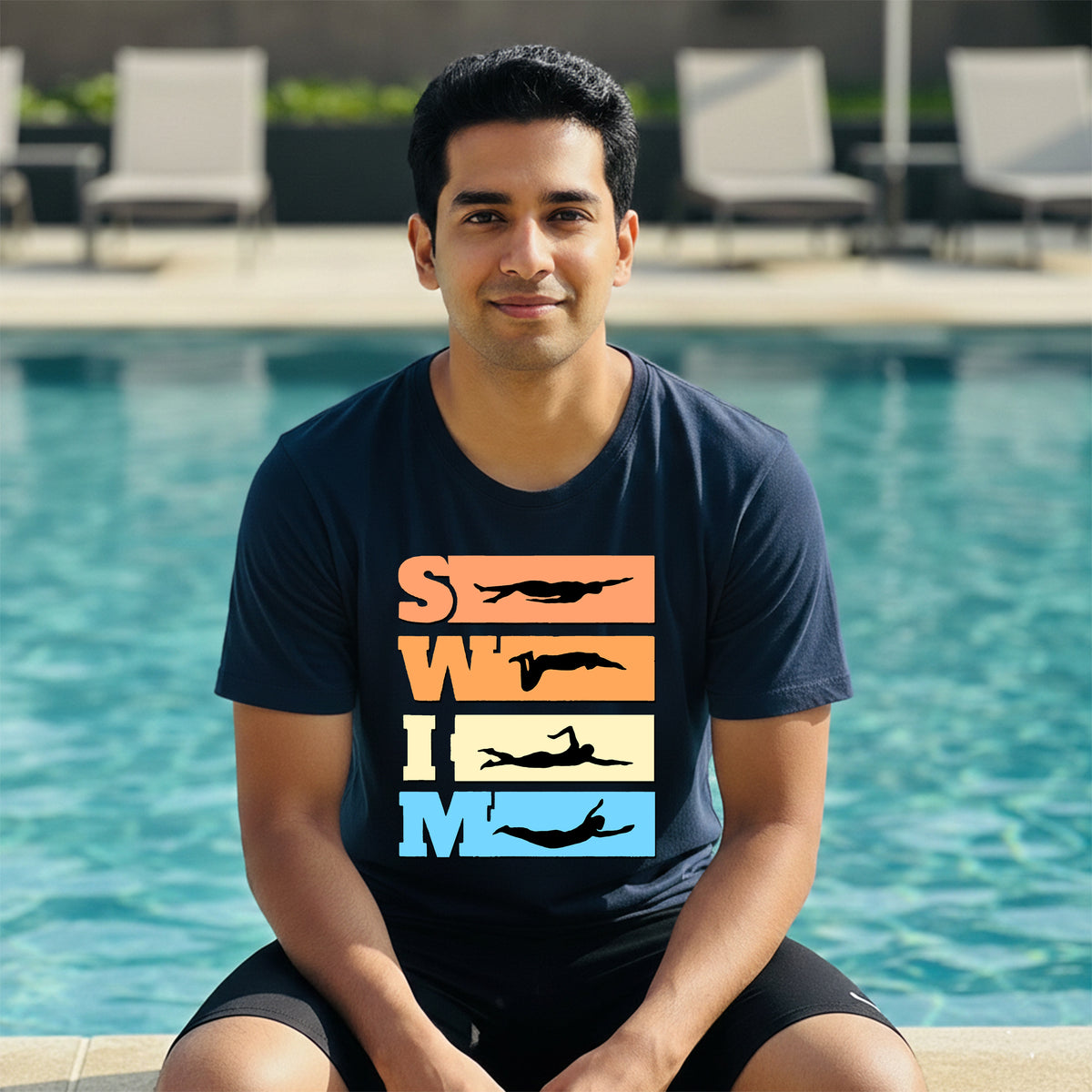 14 SWIM Horizontal lines | Swimming Printed T Shirt