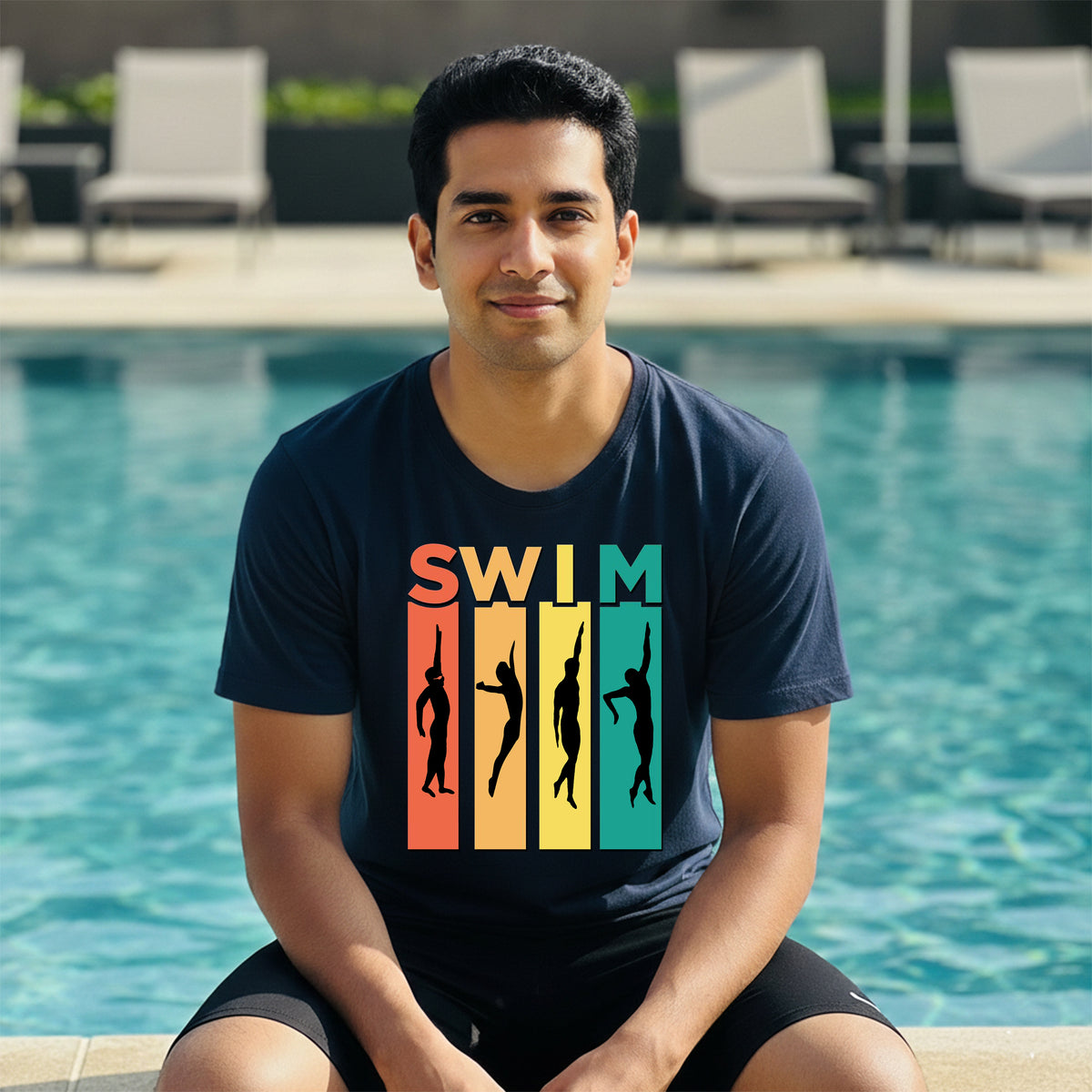15 SWIM Vertical lines | Swimming Printed T Shirt