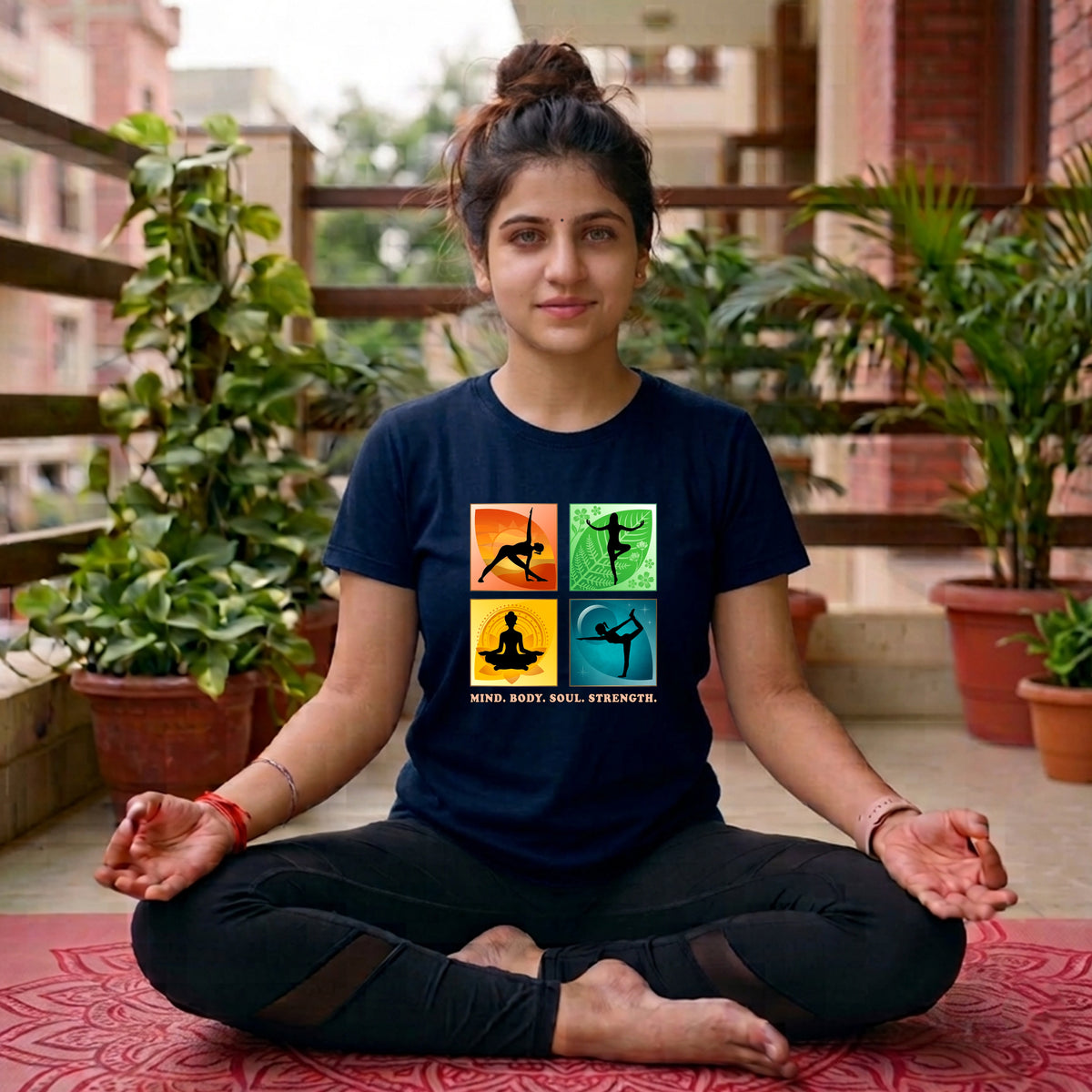 09 Mind Body Soul Strength | Yoga Printed T Shirt
