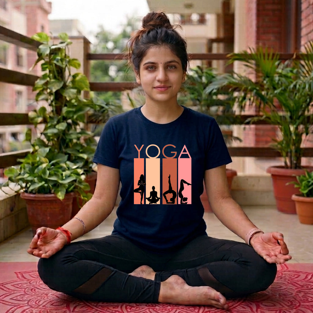 16 Yoga Black Silhouette | Yoga Printed T Shirt