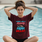10 Looks like a Beauty Swims like a Beast | Swimming Printed T Shirt