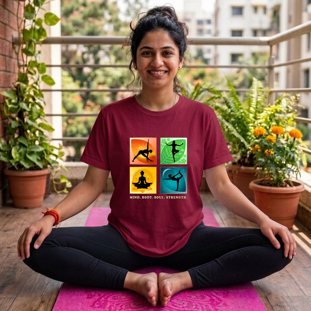 09 Mind Body Soul Strength | Yoga Printed T Shirt