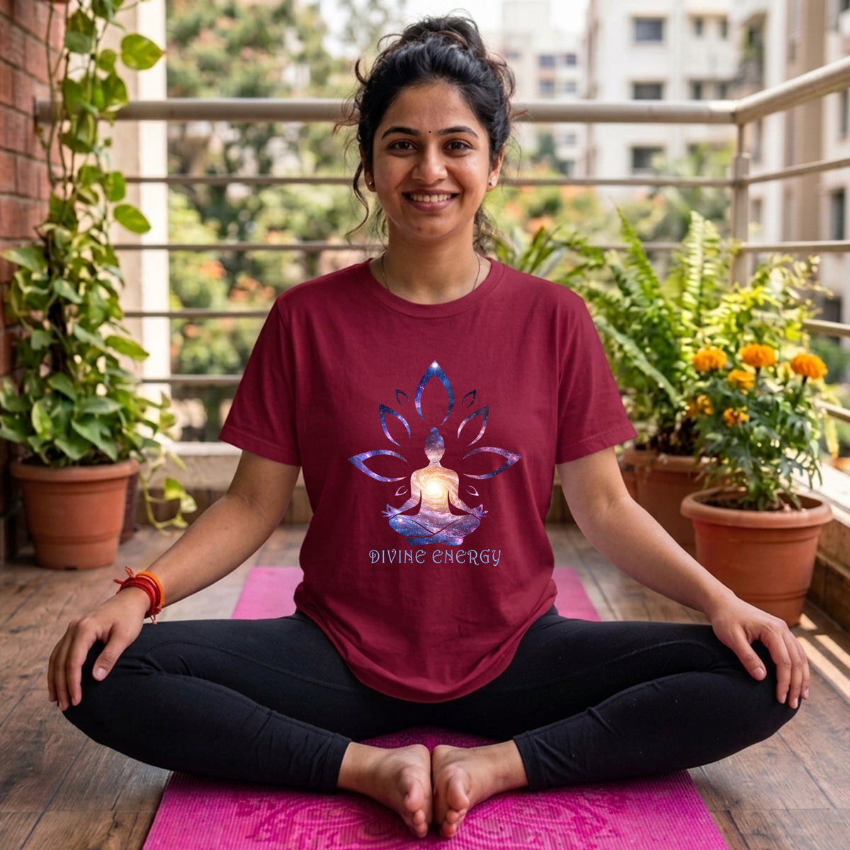 04 Divine Energy | Yoga Printed T Shirt