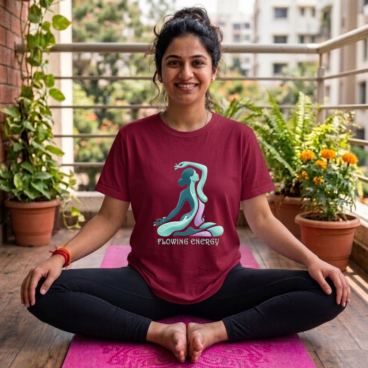 05 Flowing Energy | Yoga Printed T Shirt