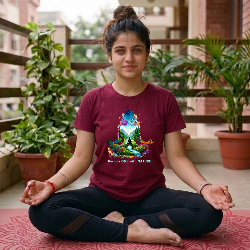 01 Become One With Nature | Yoga Printed T Shirt