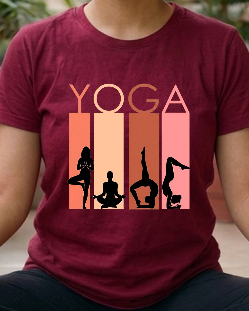 16 Yoga Black Silhouette | Yoga Printed T Shirt