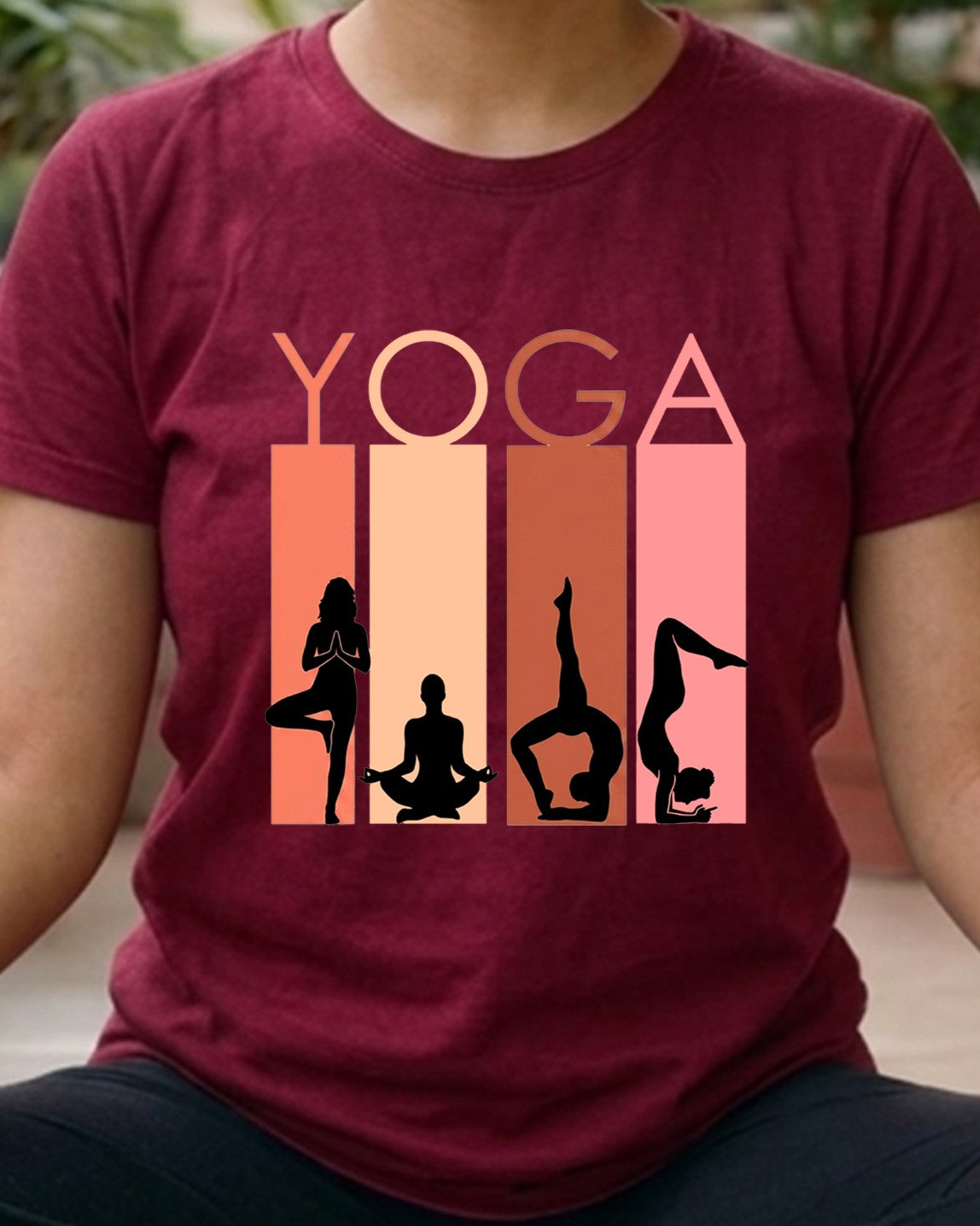 16 Yoga Black Silhouette | Yoga Printed T Shirt