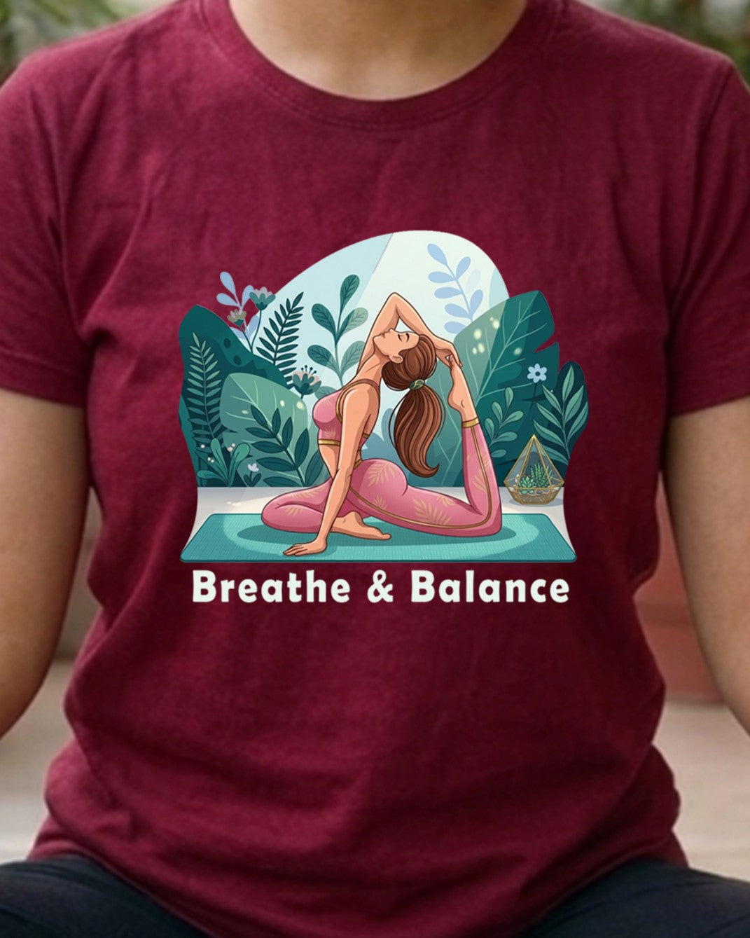 02 Breathe And Balance | Yoga Printed T Shirt