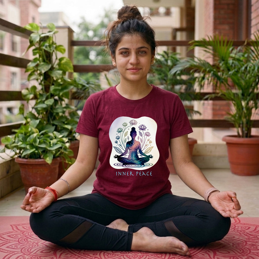 07 Inner Peace | Flowers | Yoga Printed T Shirt