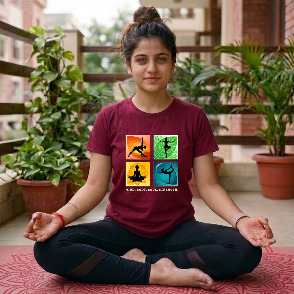 09 Mind Body Soul Strength | Yoga Printed T Shirt