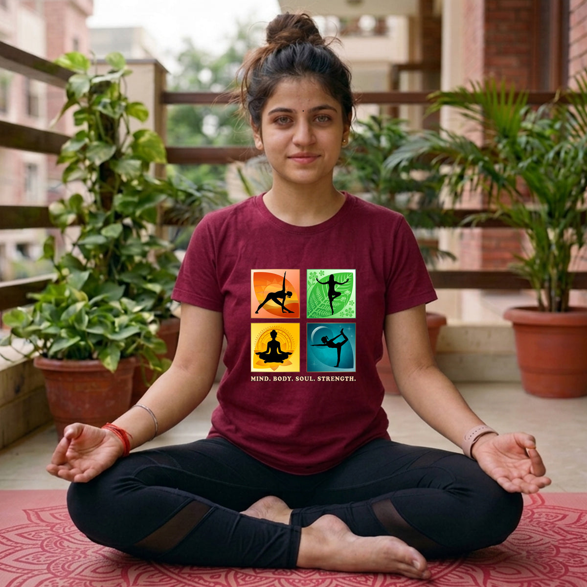 09 Mind Body Soul Strength | Yoga Printed T Shirt