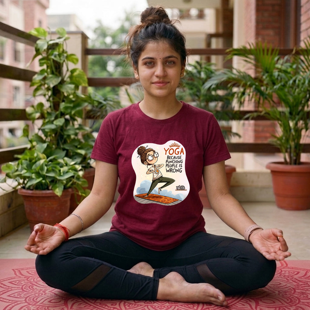 12 Punching People Is Wrong | Yoga Printed T Shirt