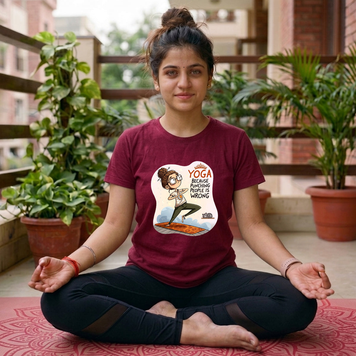 12 Punching People Is Wrong | Yoga Printed T Shirt