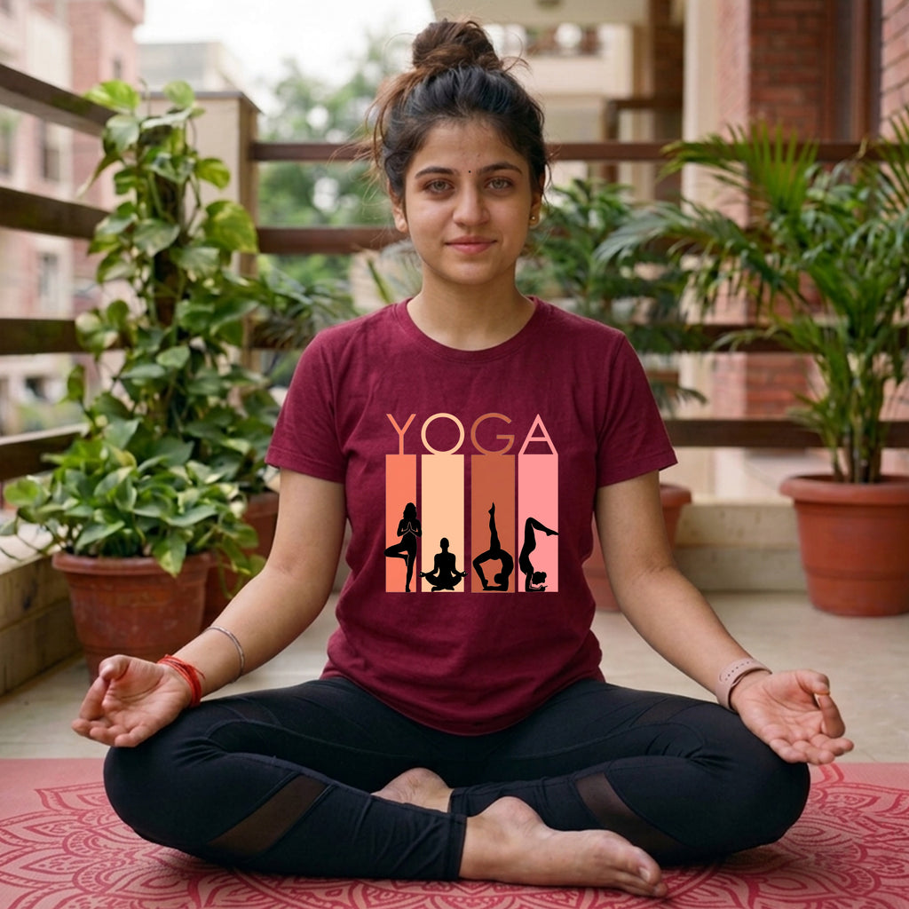 16 Yoga Black Silhouette | Yoga Printed T Shirt
