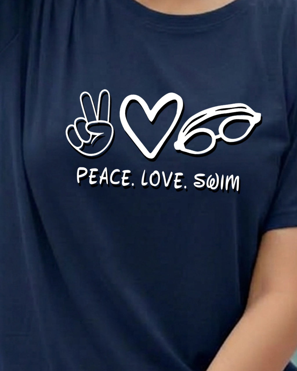 11 Peace Love Swim | Swimming Printed T Shirt