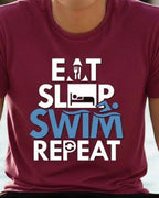 03 Eat Sleep Swim Repeat | Swimming Printed T Shirt
