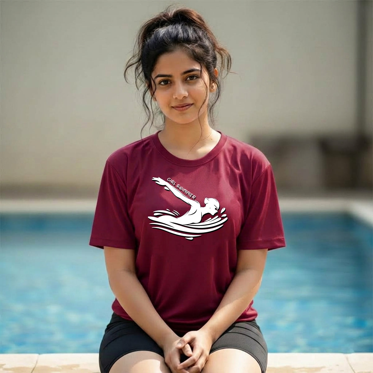 05 Girl Swimmer | Swimming Printed T Shirt