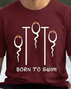 01 Born To Swim | Race | Swimming Printed T Shirt
