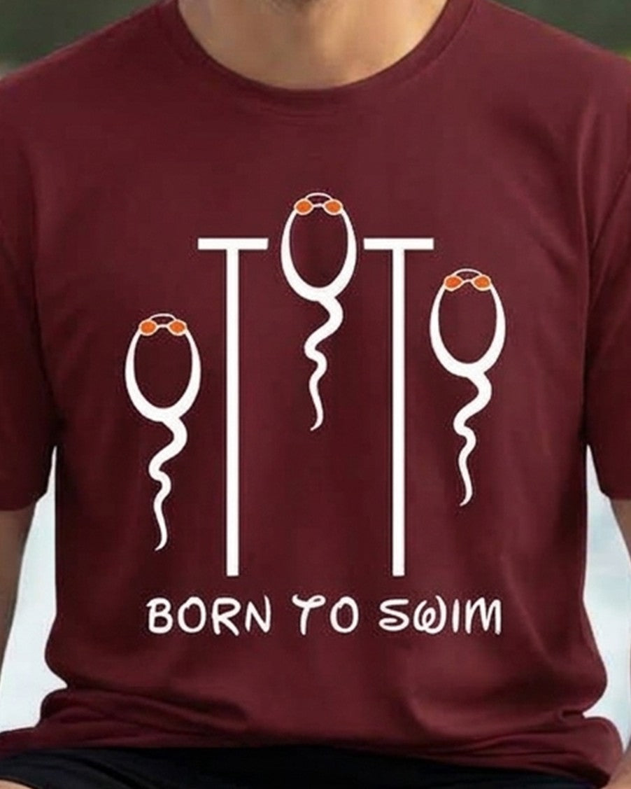 01 Born To Swim | Race | Swimming Printed T Shirt