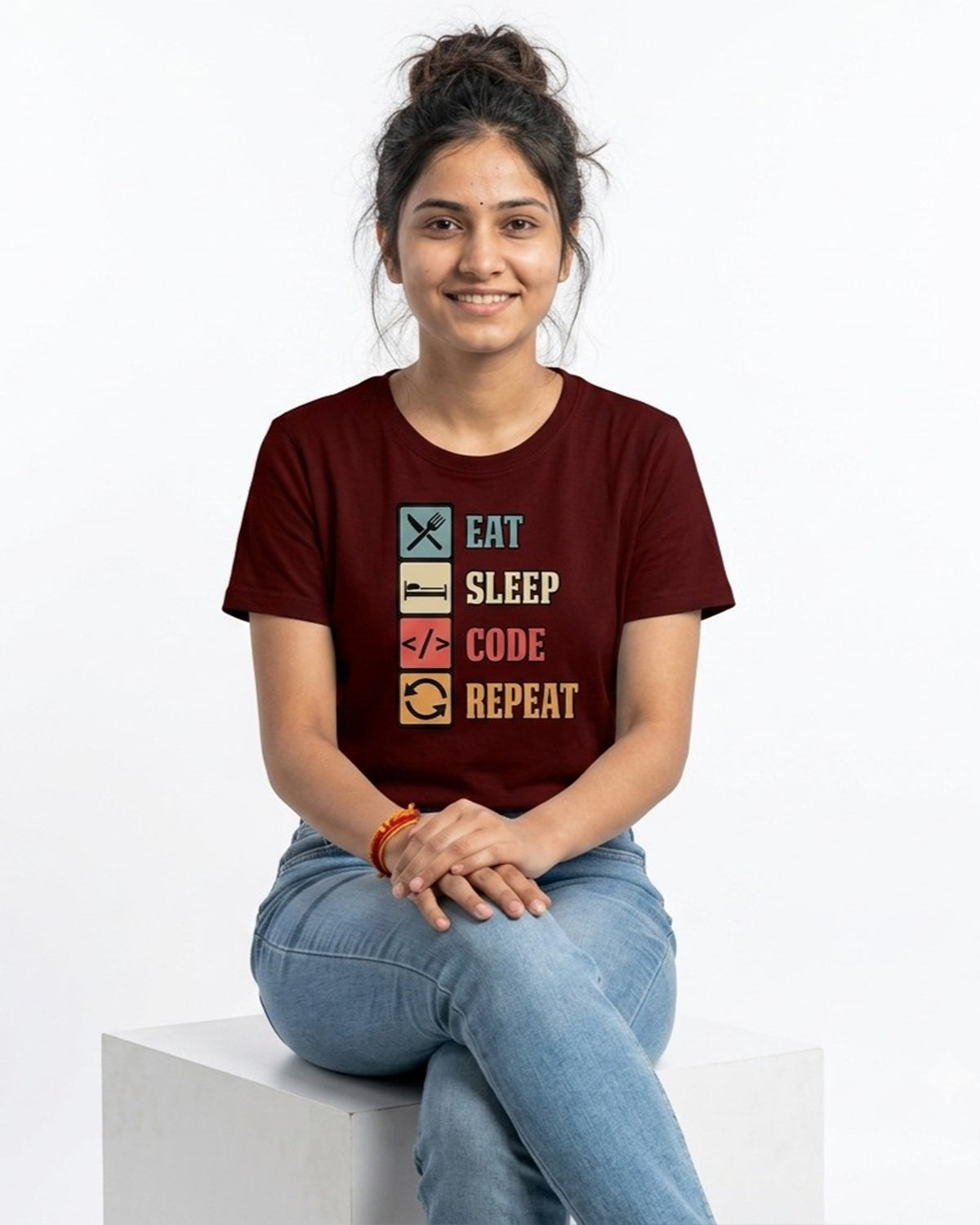 05 Eat Sleep Code Repeat | Men and women Engineering | Printed T shirt