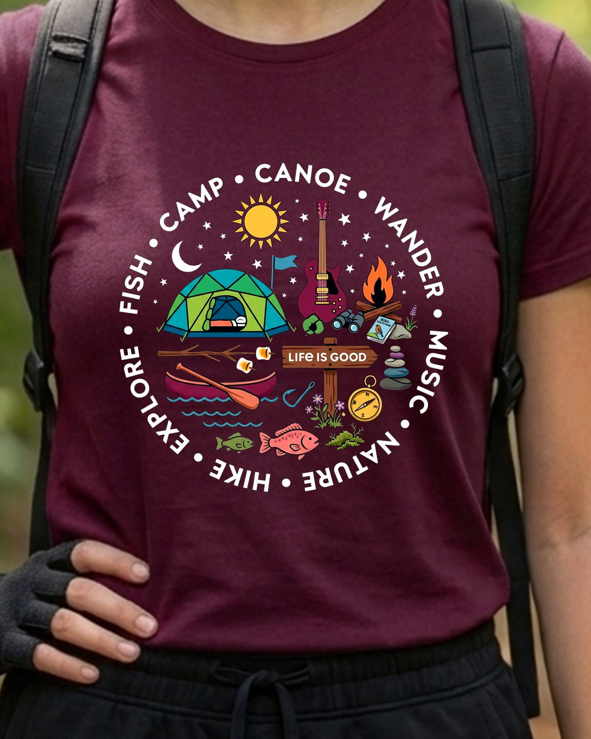 04 Camp Canoe Wander | Trekking Printed T Shirt