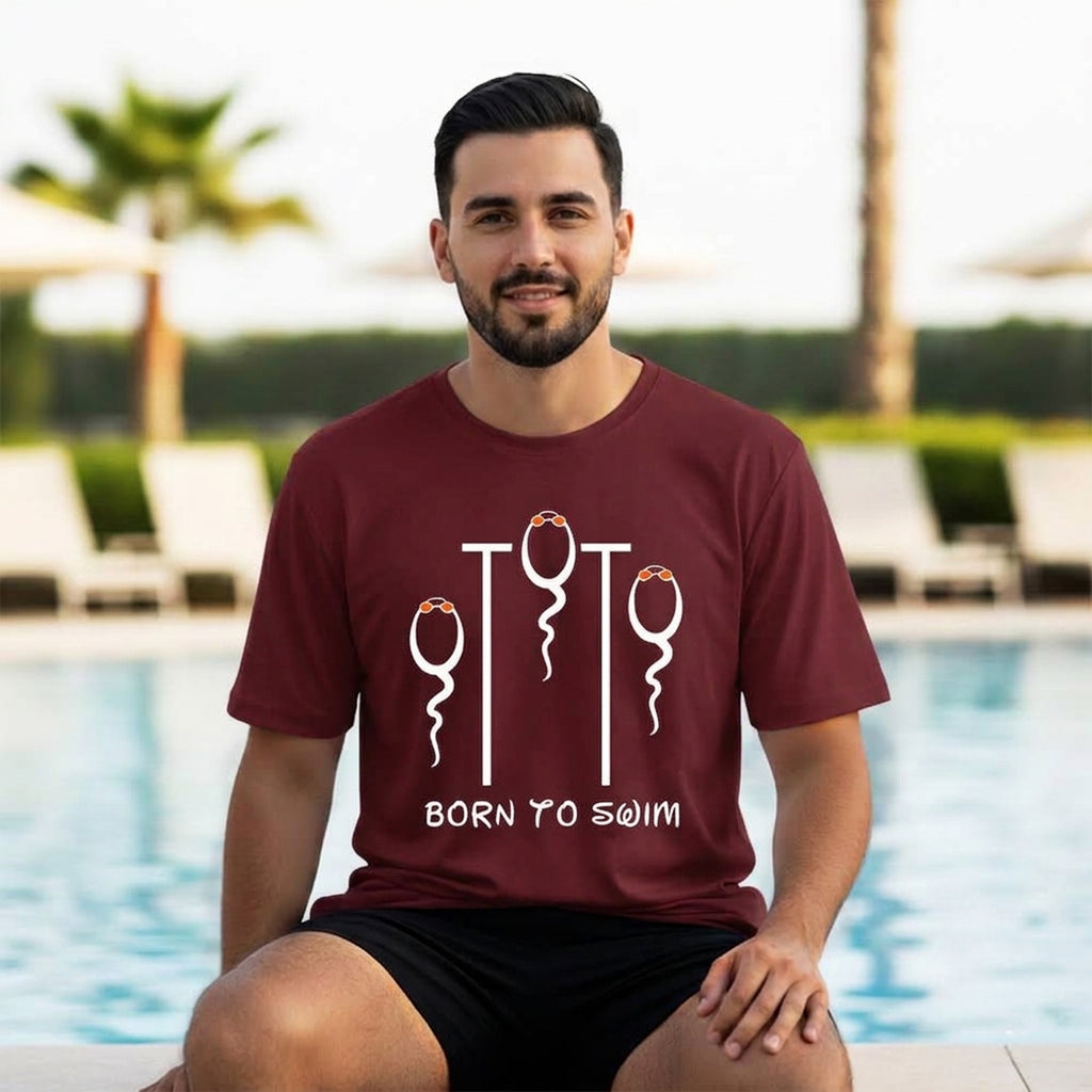 01 Born To Swim | Race | Swimming Printed T Shirt