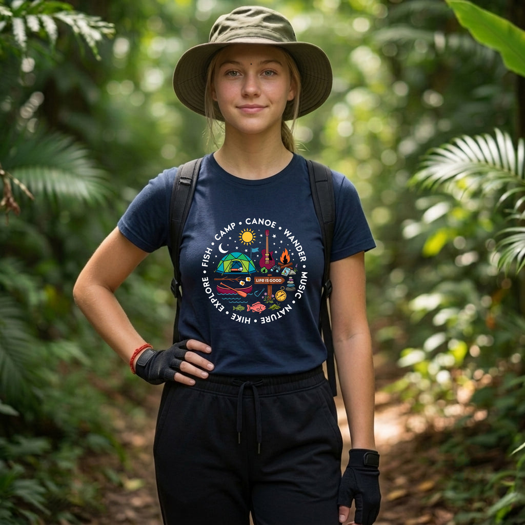 04 Camp Canoe Wander | Trekking Printed T Shirt