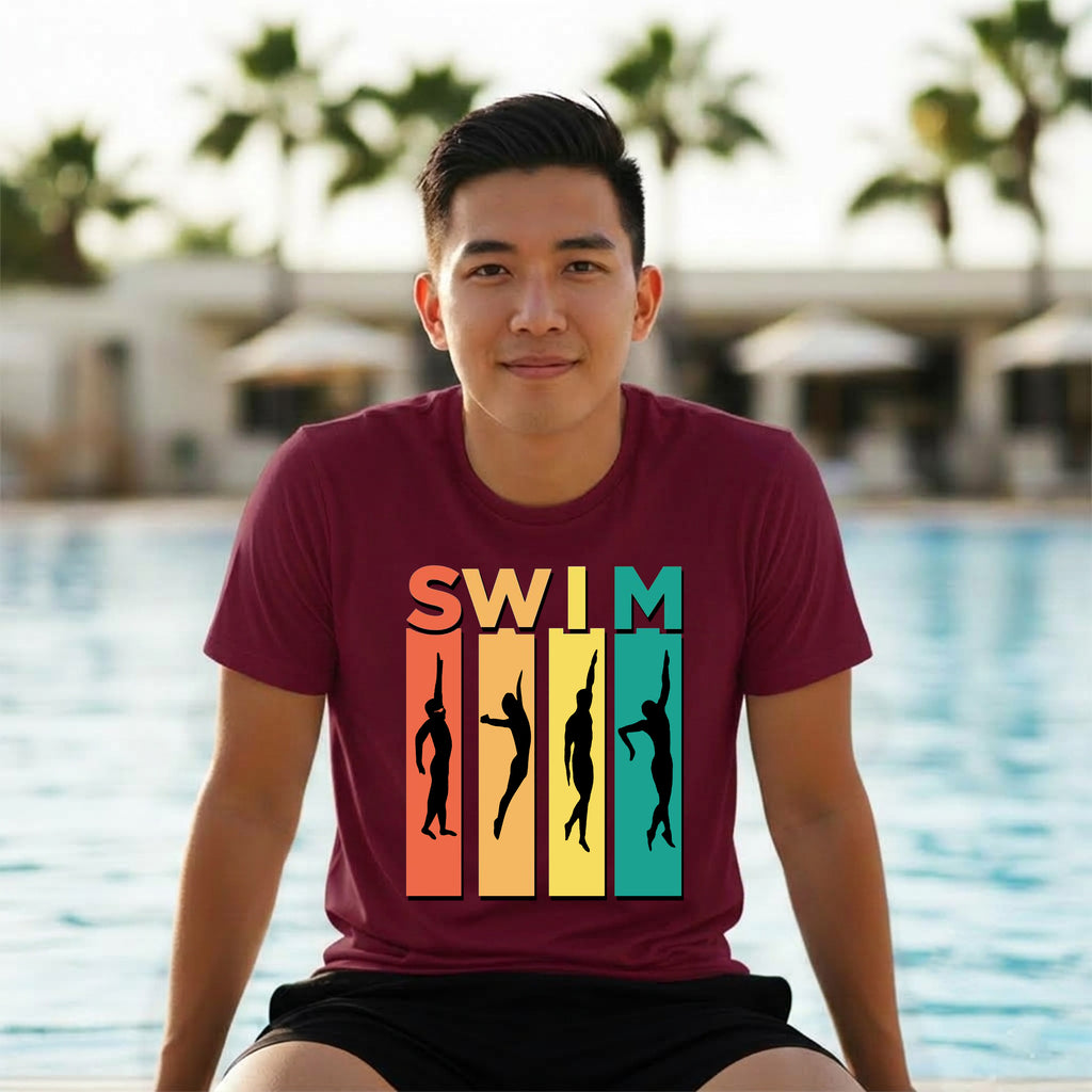 15 SWIM Vertical lines | Swimming Printed T Shirt