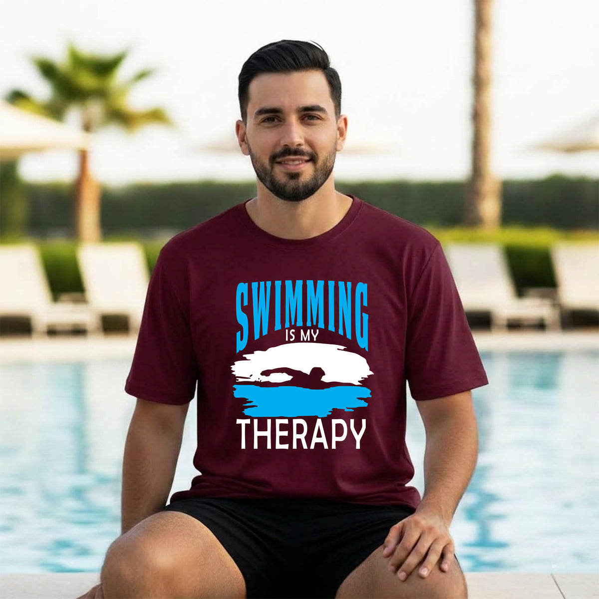 17 Swimming is my Therapy | Swimming Printed T Shirt
