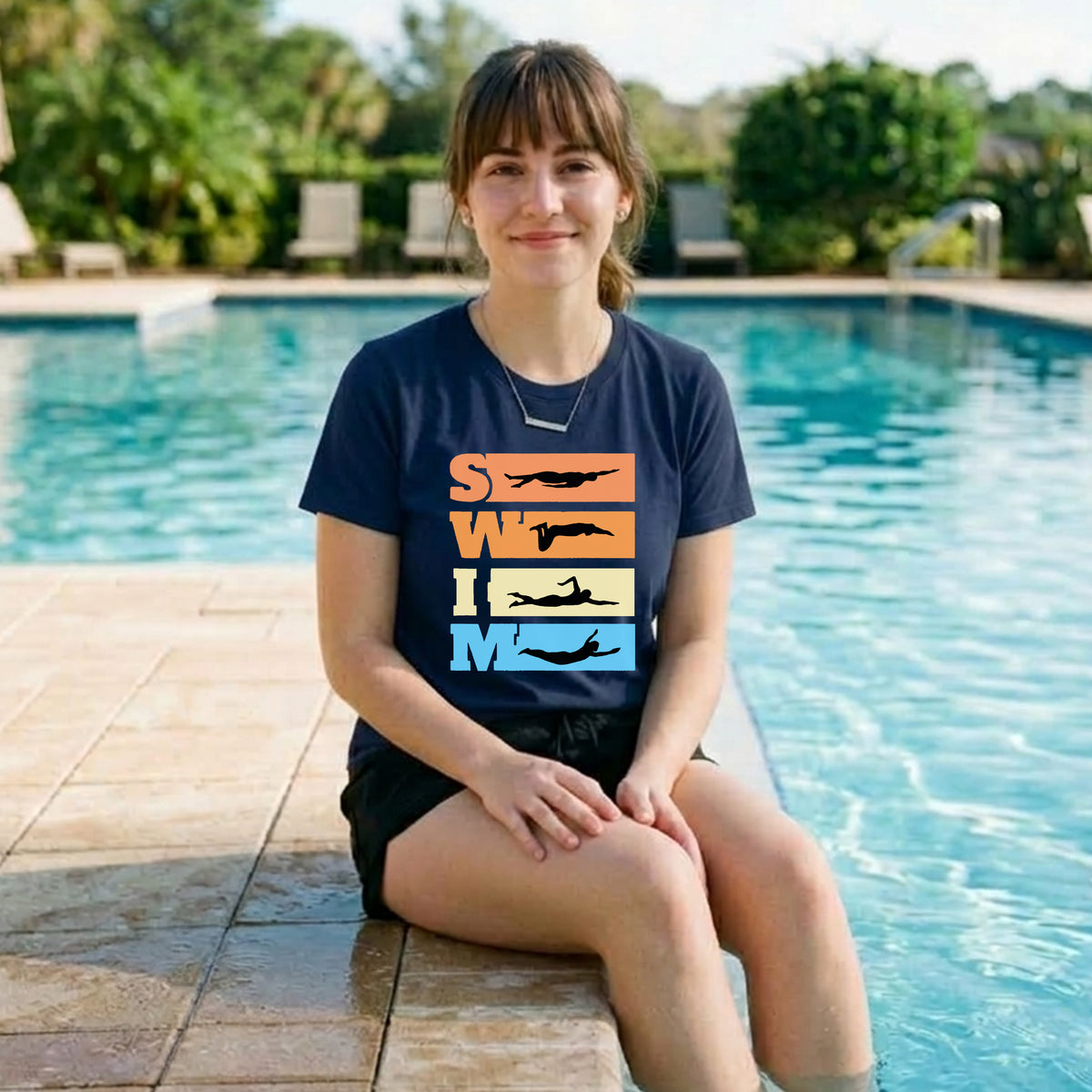 14 SWIM Horizontal lines | Swimming Printed T Shirt