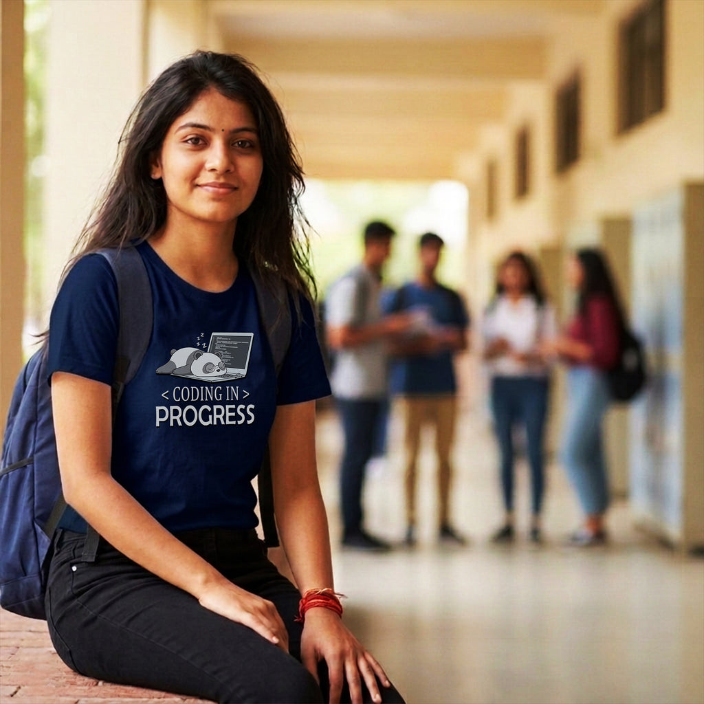 02 Coding in Progress | Men and women Engineering | Printed T shirt