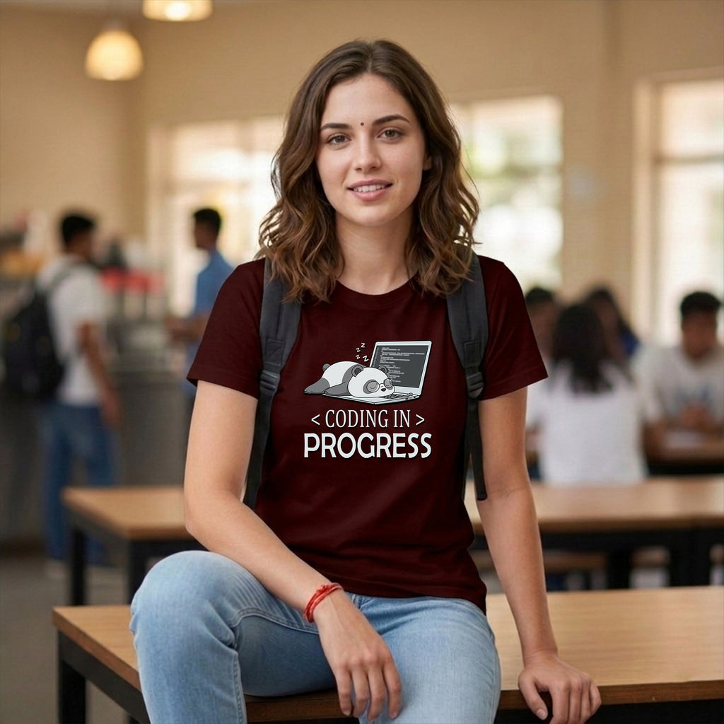 02 Coding in Progress | Men and women Engineering | Printed T shirt