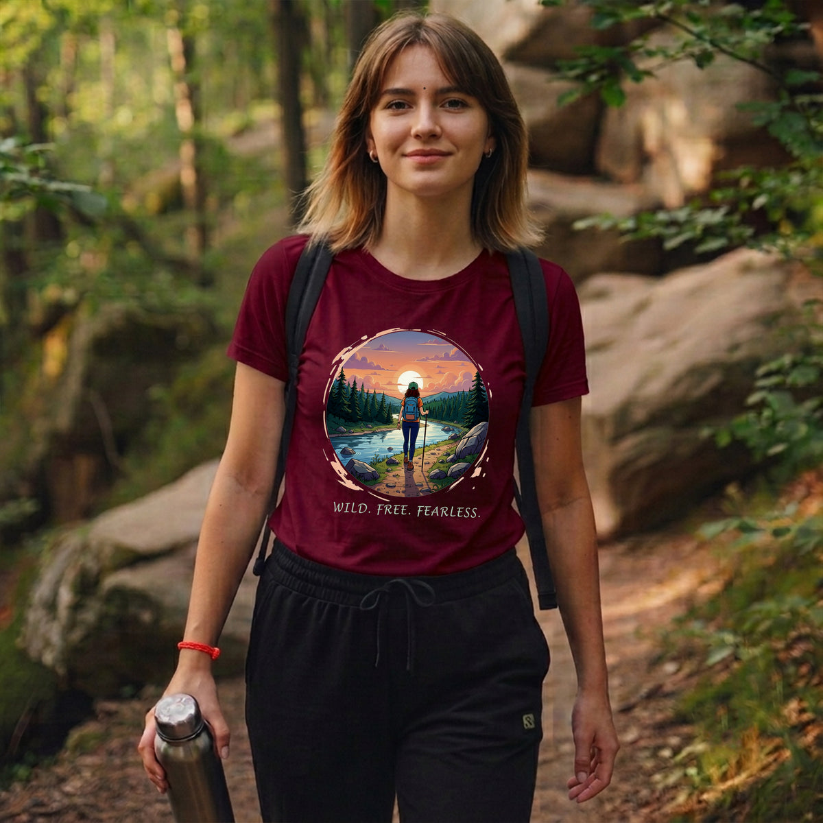 19 Wild Free Fearless | Trekking Printed T Shirt