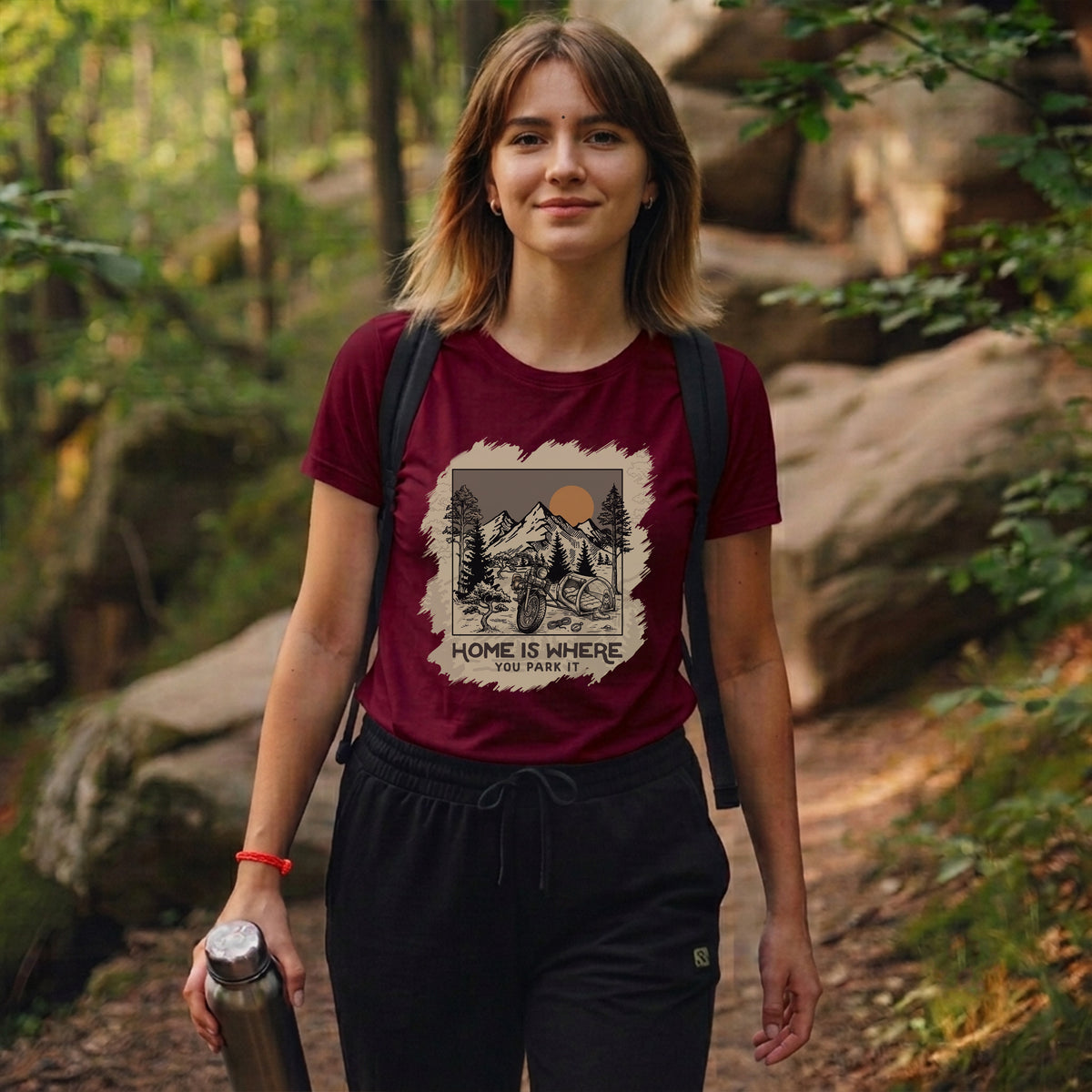 10 Home is where you park it | Trekking Printed T Shirt