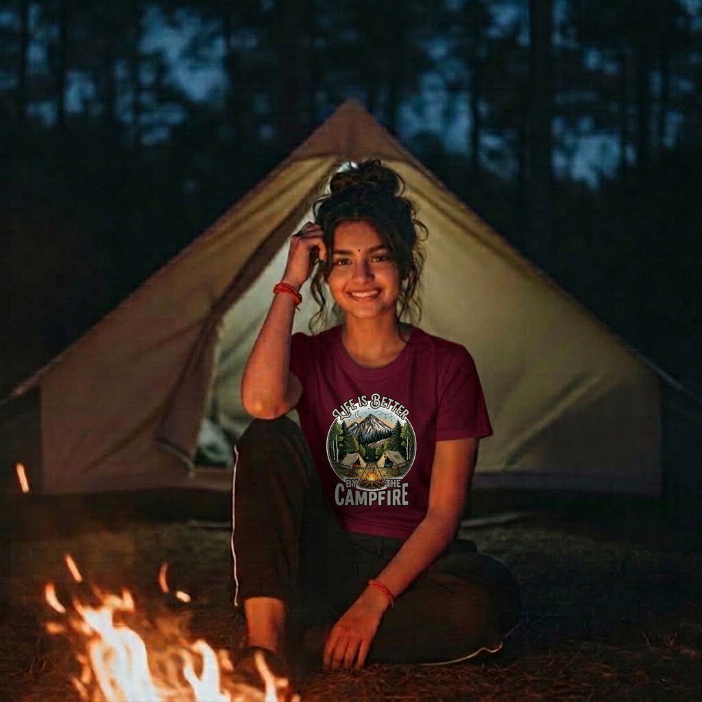 25 Life is better by the Campfire | Trekking Printed T Shirt